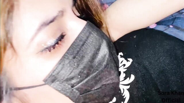 Sara Khan's seductive masked closeup with long lashes