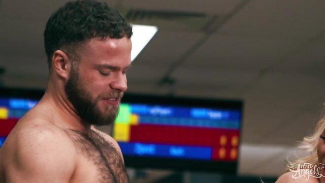 Angellica Good topless with bearded man at bowling alley