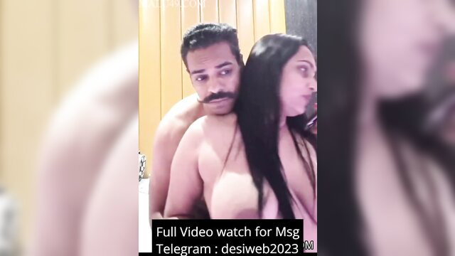 Horny Indian couple topless selfie romance embrace