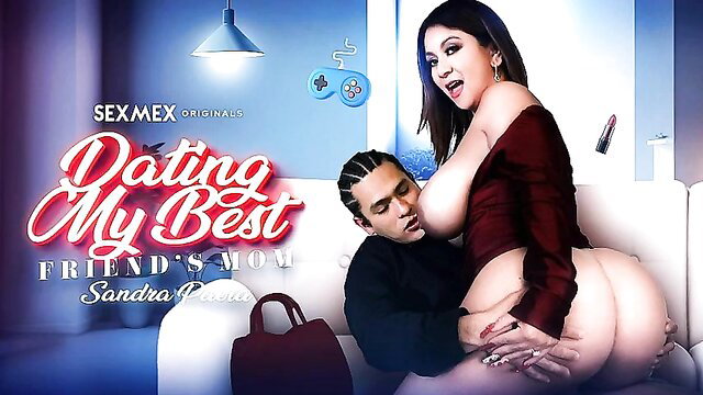Sandra Sex Latina MILF straddles guy in red dress, huge tits ass