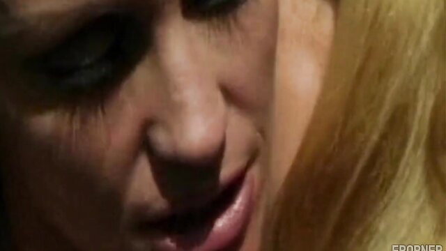 Vintage blonde lesbian closeup with toy in muff