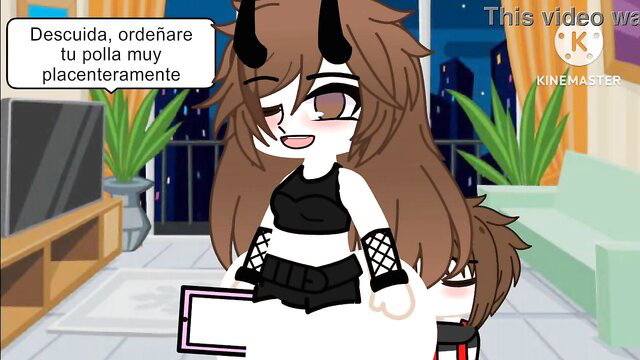 Gacha anime step-sis teases stepbro dick before party in lewd club outfit