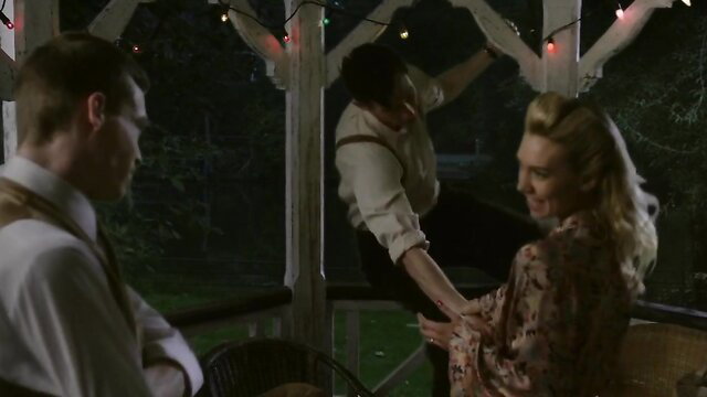 Vanessa Kirby and Aimee-Ffion Edwards flirty porch scene in Queen and Country