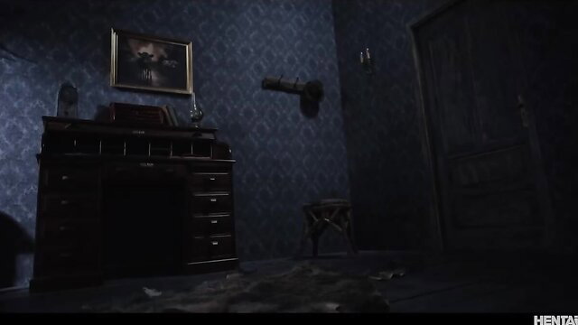 Dark Hentaied hentai monster movie scene with eerie room setup
