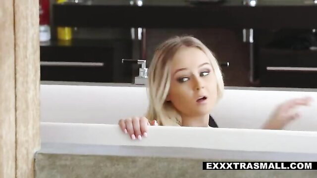 Natalia Queen petite blonde in tub, spying from neighbor's bath