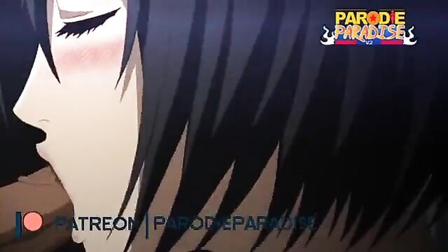 Mikasa Ackerman anime girl closeup blush eyes closed lips parted