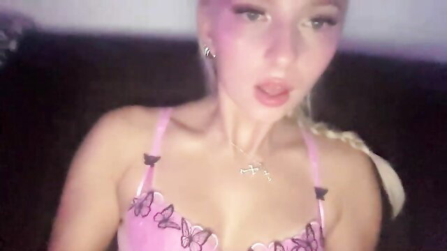 Emmamarie03 in pink butterfly lingerie, teasing closeup on Chaturbate