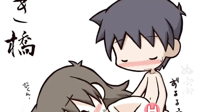 Chibi hentai couple in Kama Sutra cunnilingus pose, cute deformed art