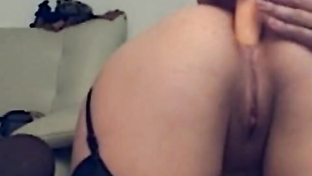 Hot amateur babe anal fucked hard with big orange dildo