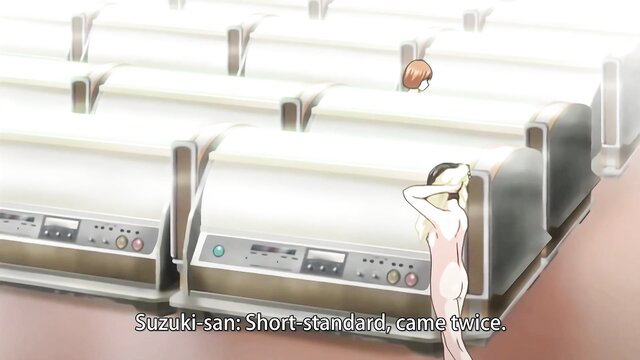 Anime girl Suzuki-san at laundromat, short standard, came twice, JAV hentai Ep.2