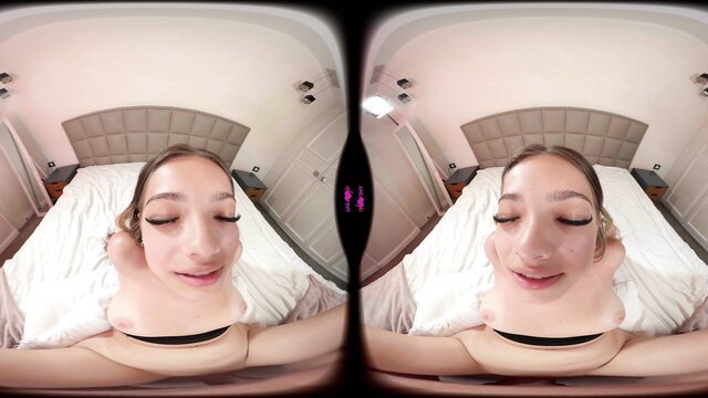 Sandy Little stepsis teases with innocent desire in POV bedroom closeup