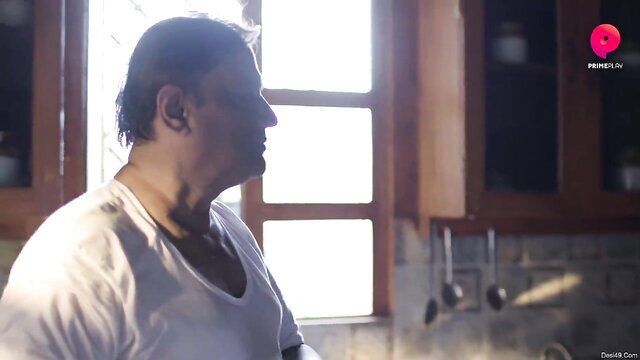 Indian hot plumper man in white tank top kitchen thumbnail