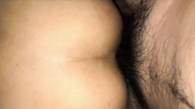 Sri Lankan amateur closeup of woman's pale round ass and hairy male groin