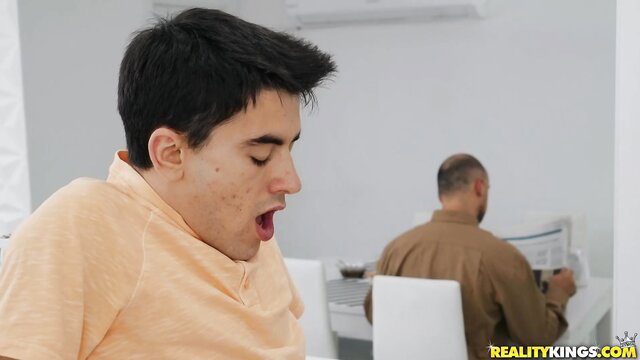 Katana yawning in orange shirt, sneaky studying tease Reality Kings