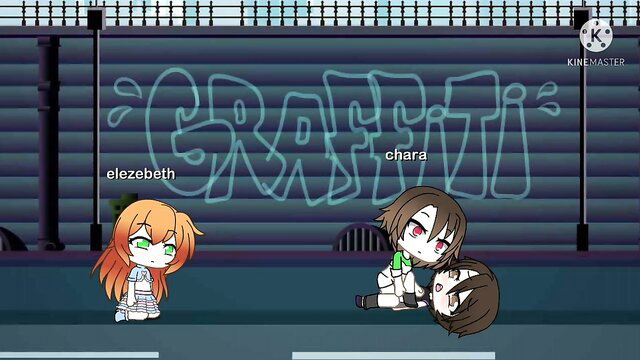 Gacha Life Elizabeth watches Chara cradle passed out guy in graffiti alley