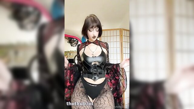 Kenalialuv goth babe in latex corset and lingerie joi tease