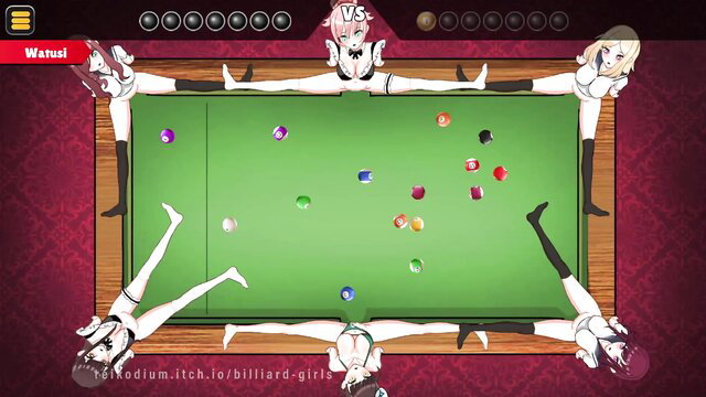Billiard Girls hentai anime babes in white lingerie playing pool spread eagle