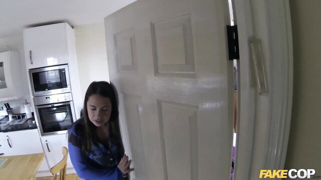 Olga Cabaeva lonely housewife at door in tight top, FakeCop