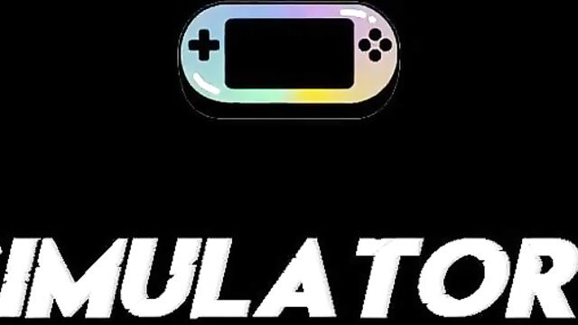 Shiny iridescent Nintendo Switch handheld game console over black with glowing SIMULATOR text