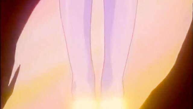 Sensual anime girl with glowing legs spread in erotic pose