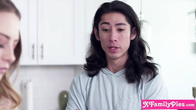 Kyler Quinn teen stepsister ignored by stepbro in kitchen free use