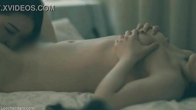 Lee Chae Dam nude lesbian bed scene, sensual breast touching