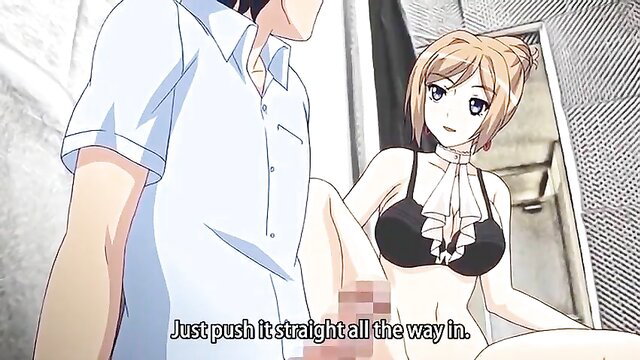 Blonde anime hentai girl in lingerie penetrated by guy, full scene