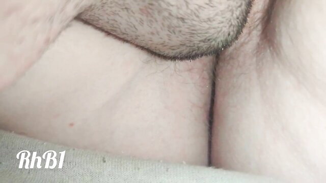 Closeup of man's hairy balls and ass crack in amateur porn thumbnail