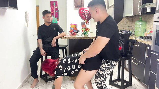 Latina redhead girlfriend twerks reggaeton on boyfriend's dick at NTR party