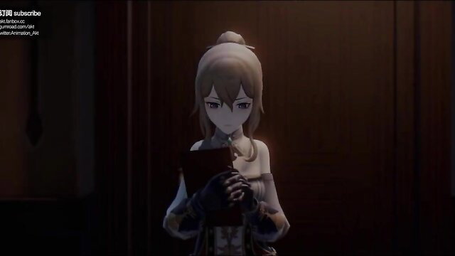 Genshin Impact anime girl in tight white dress holding book, seductive pose