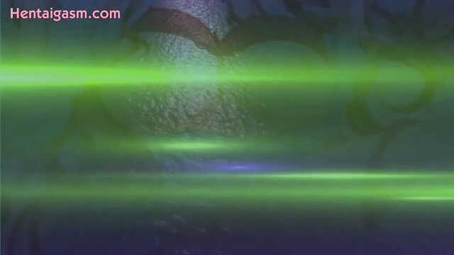 Hentai Mama Katsu: Curvy anime moms in green glow ecstasy closeup