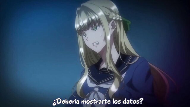 Blonde anime schoolgirl in sailor uniform from Seika Jogakuin hentai, shocked expression