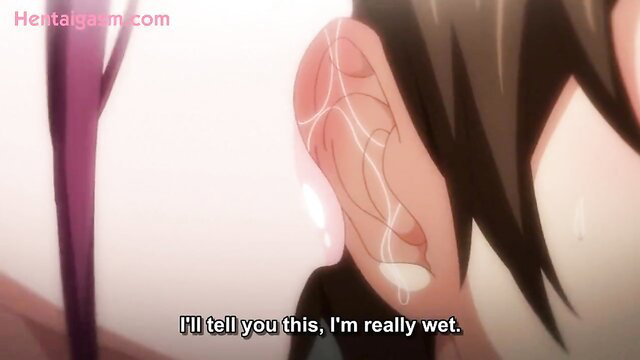 Hentai gal whispers 'I'm really wet' closeup, ear fluids dripping