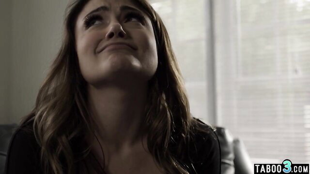 Adria Rae crying face closeup in taboo babysitter scene