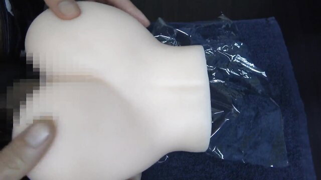 Man's hands unboxing white fleshlight onahole toy POV amateur