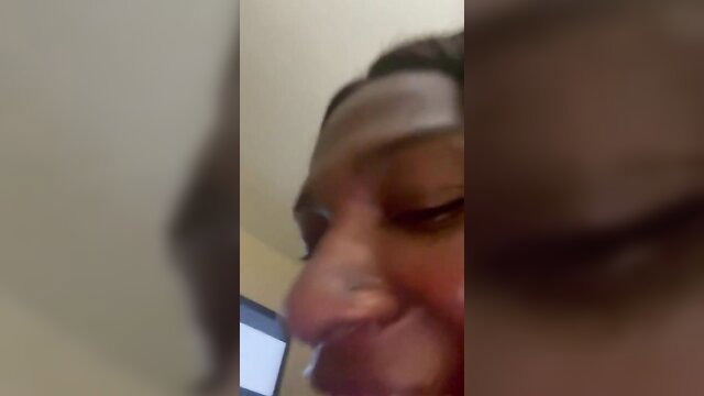 Closeup black woman giving sloppy head in HD amateur video