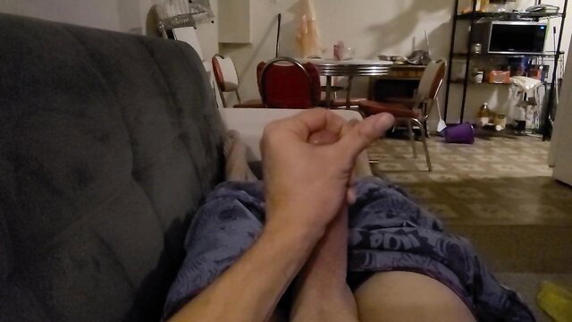 Amateur couple quickie POV closeup fingering on couch