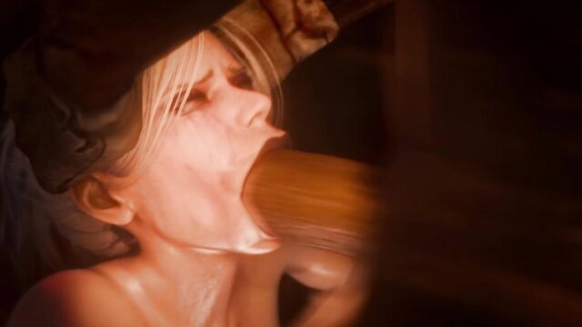 Blonde babe deepthroating Pyramid Head's massive cock in Sable x Pyramid Head