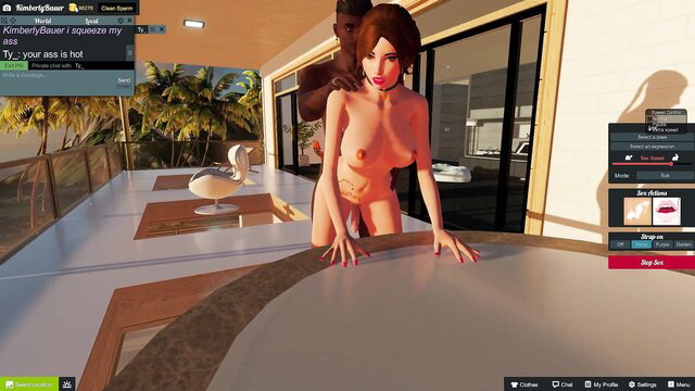 Kimberly Bower squeezes her ass on balcony in hot 3D render