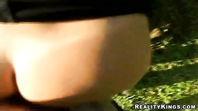 Sexy blonde in glasses bends over, huge ass exposed outdoors Mike In Brazil