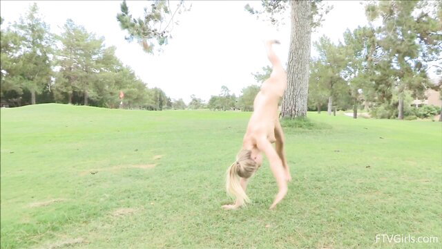 Staci Carr nude handstand in public park FTV Girls