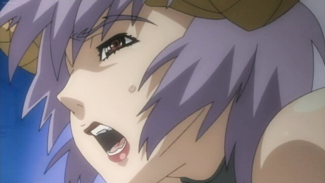 Angel Blade hentai closeup with open mouth and intense eyes