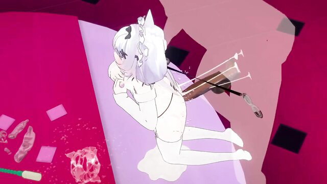 Vtuber Elsa hentai girl nude on floor with toys, explicit anime porn thumbnail