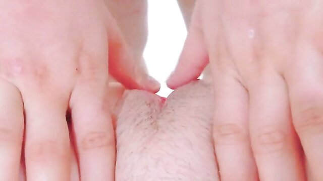 Cute virgin girl hands spreading tight pink pussy for first huge cock