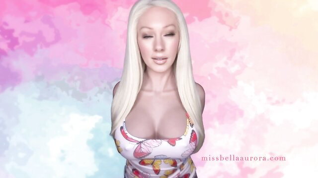Blonde Bella Aurora in tight top, orgasm denial JOI hypno tease