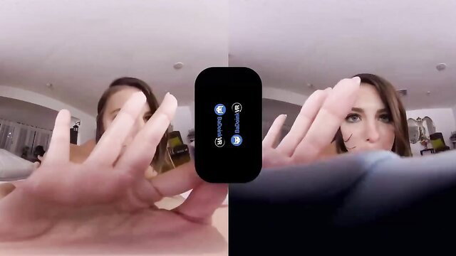Adriana Chechik teases with hands framing pussy in hot VR closeup