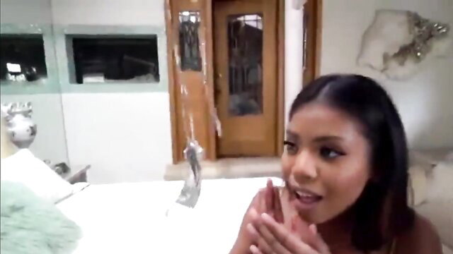 Nia Nacci black stepsister teases with passion in bed