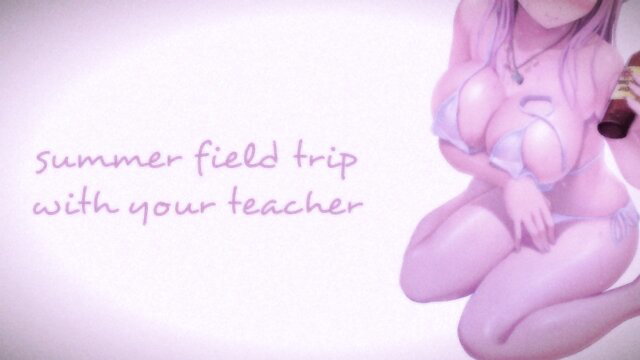 Lewd Kawaii ASMR in skimpy pink bikini on summer field trip with teacher