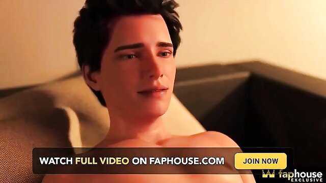 Handsome young man lying on couch in stepmom helps horny stepson adult video