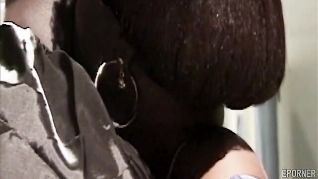 Gorgeous black seductress closeup neck and earrings in hot XXX video